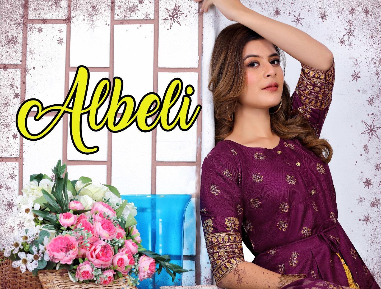 Golden Albeli New Printed Designer Fancy Wear Long Anarkali Kurti Collection